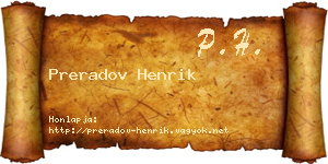 Preradov Henrik névjegykártya